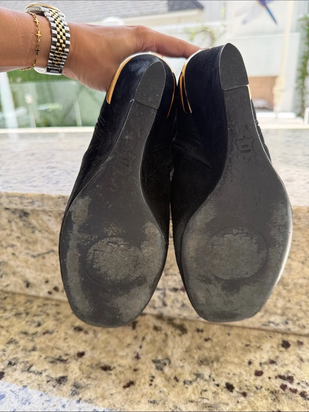 Tory Burch Black Suede Over-the-Knee Wedge Boots